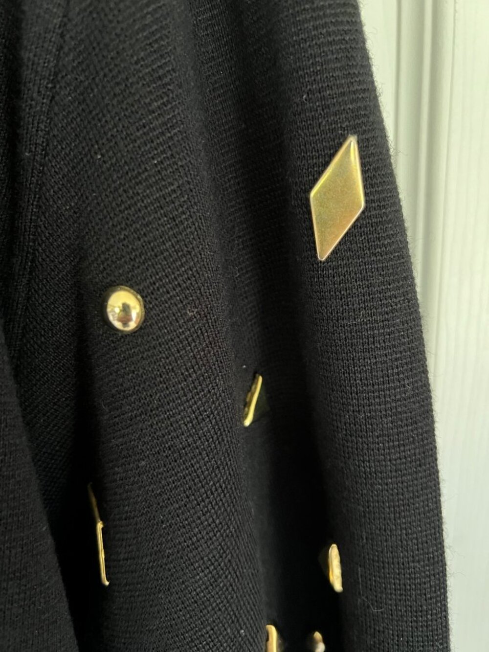 Vintage Arthur Kohler Tricoville Black Wool Blend Dress Sweater Gold Studded 18 - Picture 4 of 11